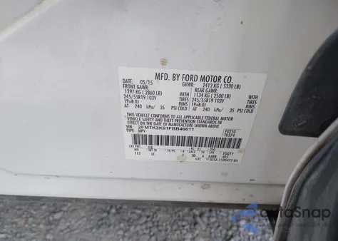 2015 Ford Edge Titanium z USA, uszkodzony, nr VIN 2FMTK3K91FBB46611